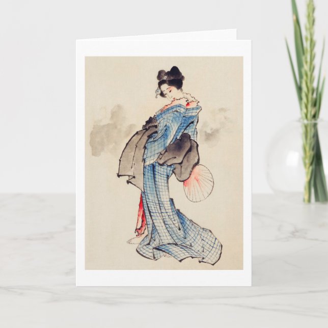Carte Une femme avec un fan, Hokusai (Devant)