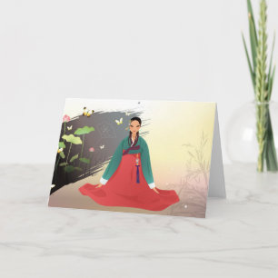 Carte Une femme coréenne portant un hanbok