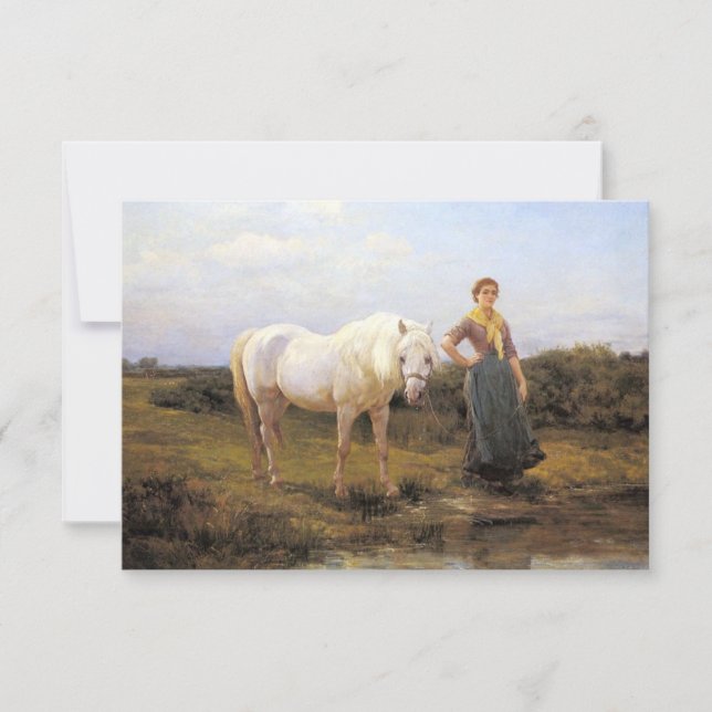 Carte Une femme de la campagne prend un cheval à l'eau (Devant)