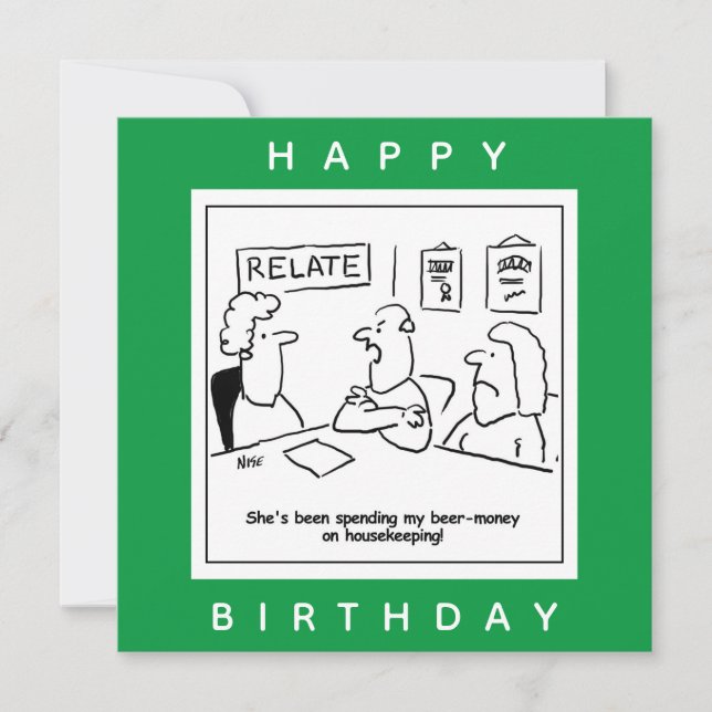 Carte Une femme dépense son argent de la bière pour un d (Devant)