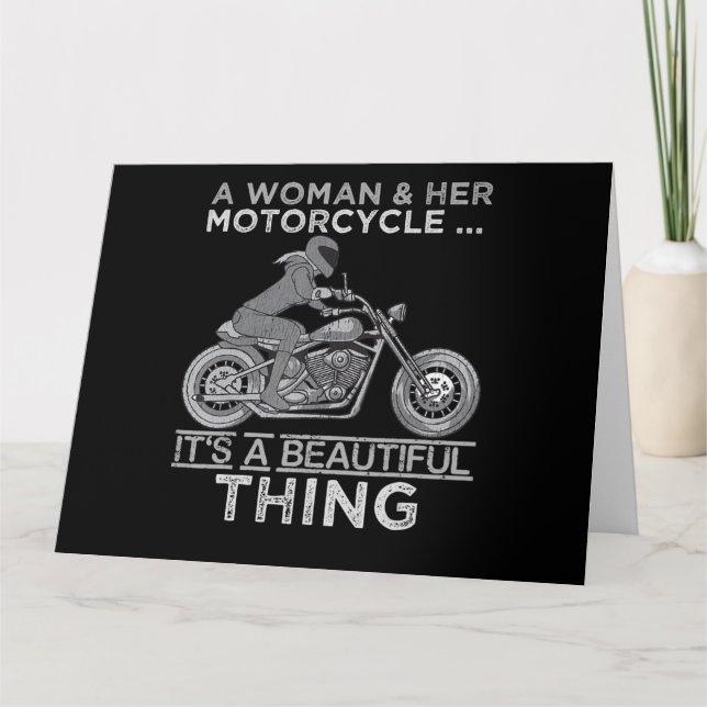 Carte Une Femme Et Son Cadeau D'Art Moto Pour Les Vélos (Devant)