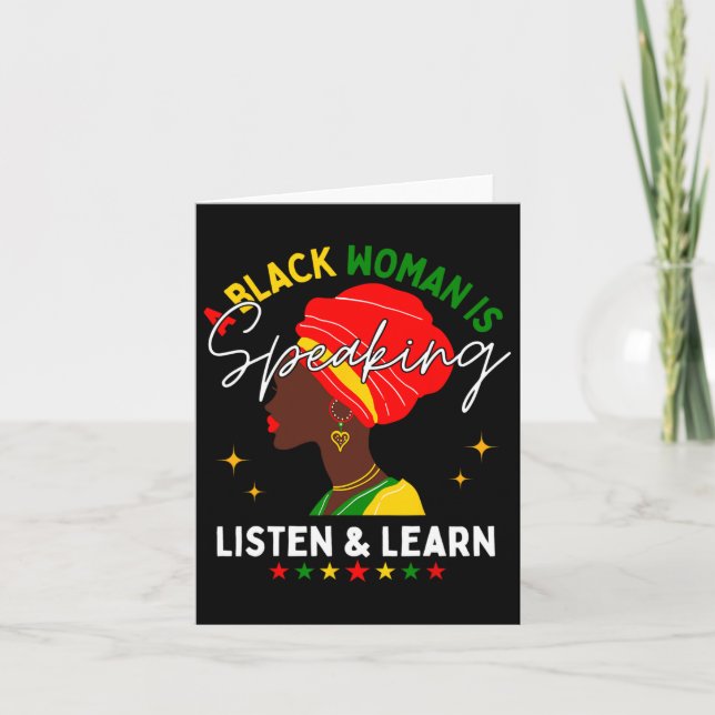 Carte Une Femme Noire Parle Écouter Et Apprendre Pour Af (Devant)