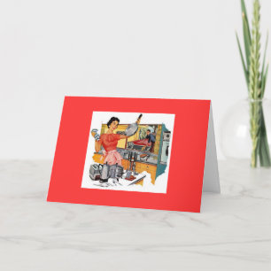 Carte Une femme rétro dans la cuisine