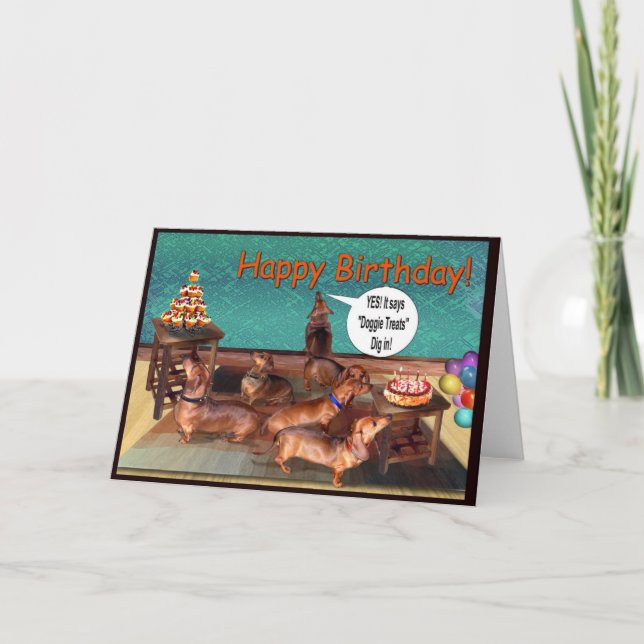 Carte Une fête d'anniversaire imprévue à Dachshund ! (Devant)