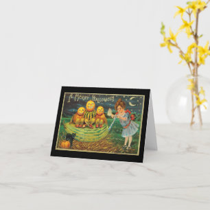 Carte Une Fille aux Melons de Citrouille Joyeux Hallowee