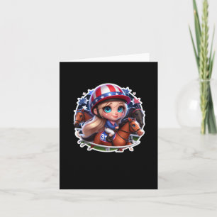 Carte Une fille avec sport de course de chevaux. Autocol