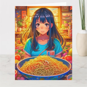 Carte Une fille et son Ramen Anime drôle Gros anniversai