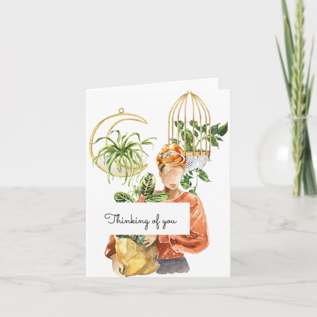 Carte Une fille noire Plante Aimer Penser à vous (Devant)