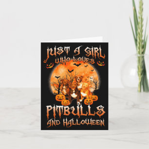 Carte Une fille qui aime les Pitbulls et Halloween amour