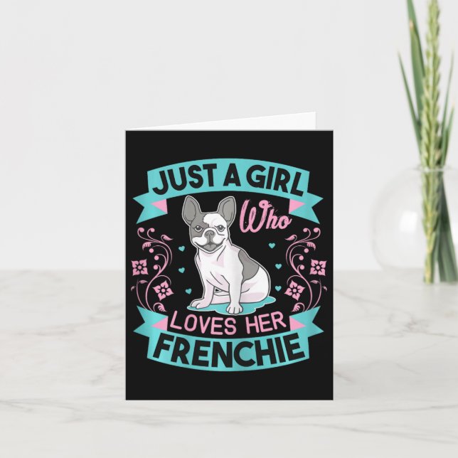 Carte Une Fille Qui Aime Son French Bulldog Français (Devant)
