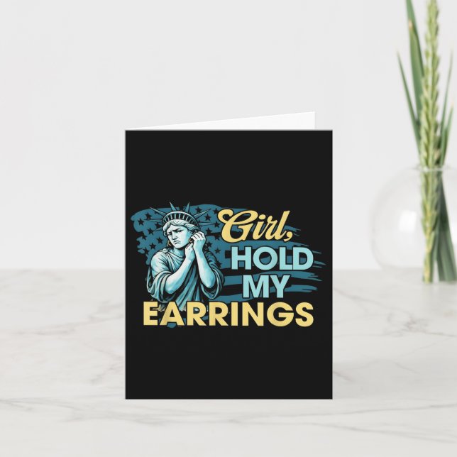 Carte Une Fille Tenant Mes Boucles D'Oreilles Statue De  (Devant)