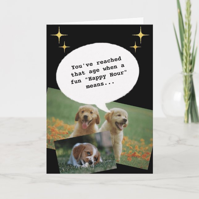 Carte Une heure heureuse et noire branchée pour vieillir (Devant)