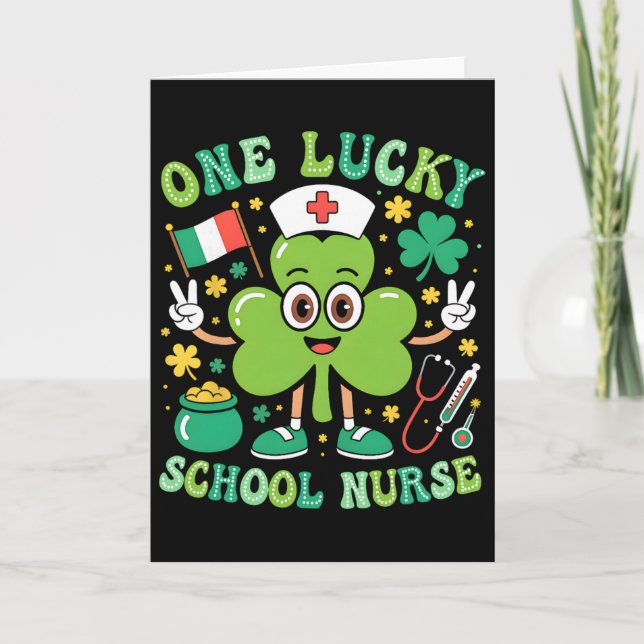 Carte Une infirmière scolaire chanceuse Saint-Patrick Sh (Devant)
