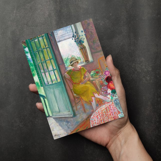 Carte Une jeune femme dans un intérieur fleuri | Henri L (Créateur téléchargé)