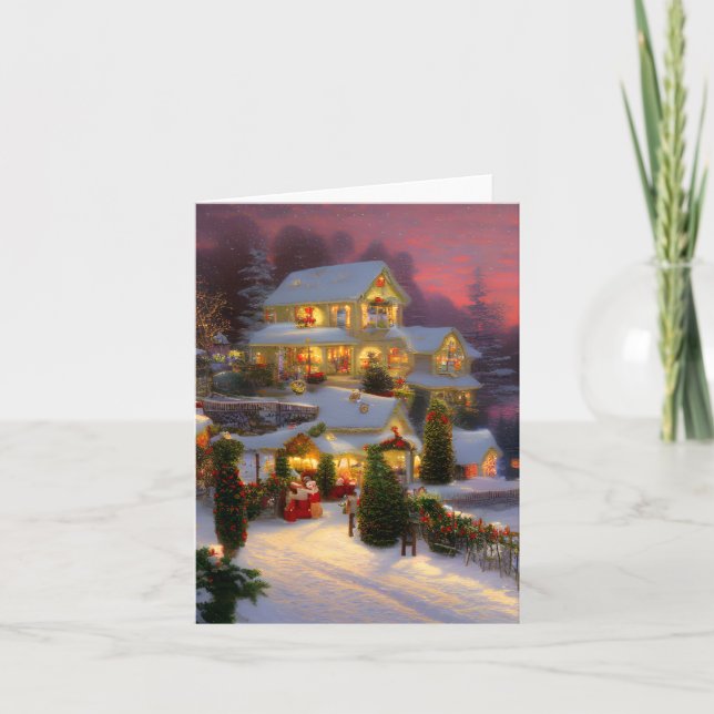 Carte Une maison ancienne décorée pour Noël Blank (Devant)