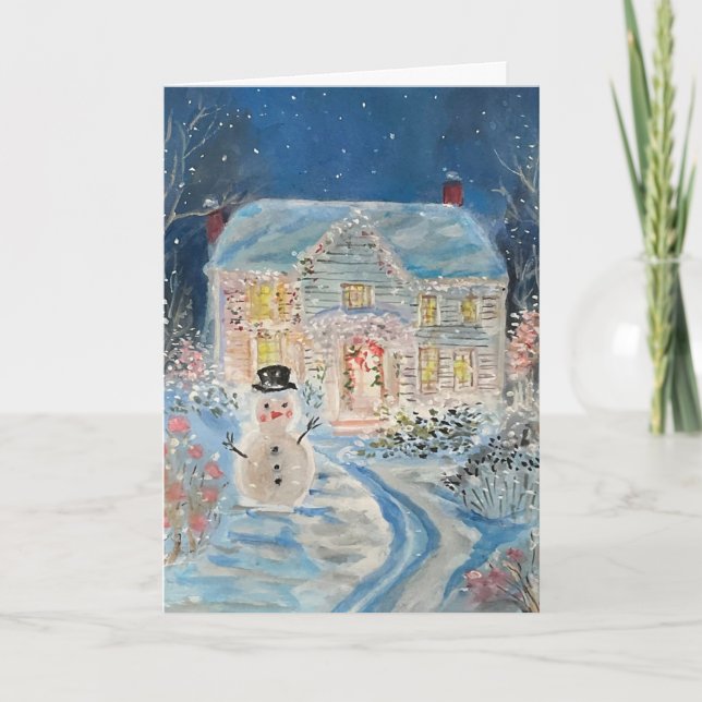Carte Une maison de vacances festive de Noël (Devant)