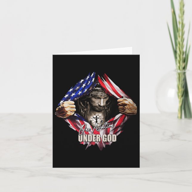 Carte Une nation sous Dieu Jésus Art Nous Drapeau Christ (Devant)