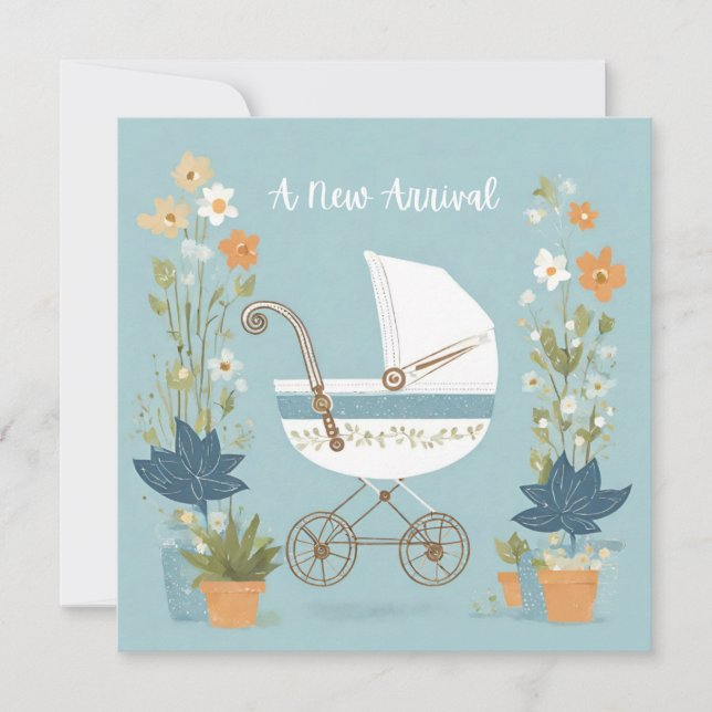 Carte Une nouvelle arrivée Bébé garçon Fille Landaus Fél (Devant)