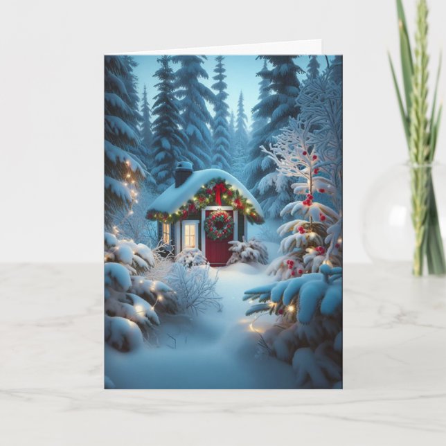 Carte Une petite cabane dans les bois | Noël festif (Devant)