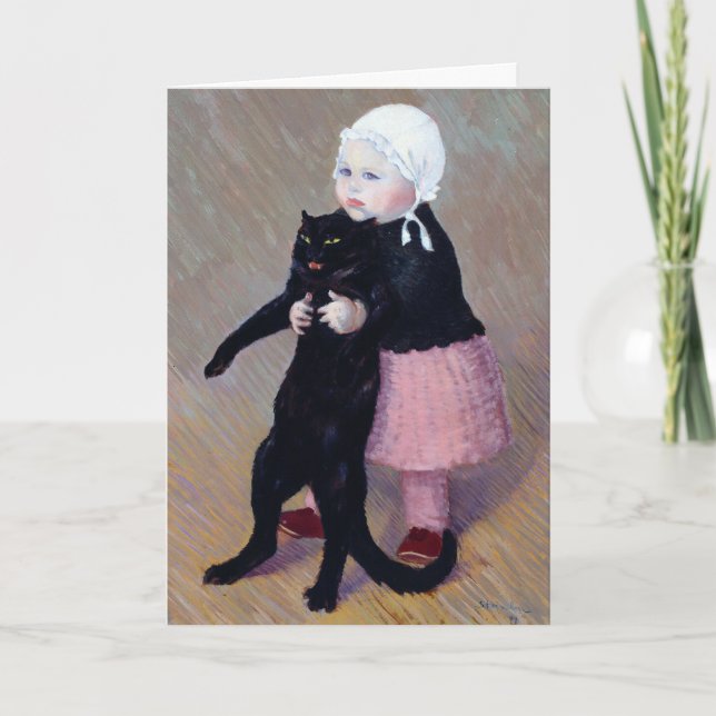 Carte : Une petite fille avec un chat de Steinlen (Devant)
