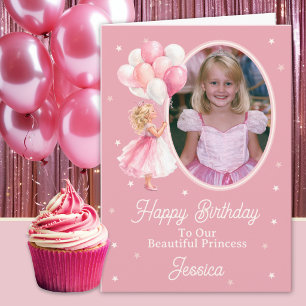 Carte Une Photo Princesse Blonde Et Ballons Anniversaire