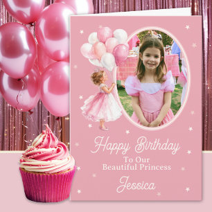 Carte Une Photo Princesse Brune Et Ballons Anniversaire