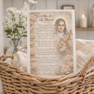 Carte Une rose pour Sainte Thérèse Note de dévotion