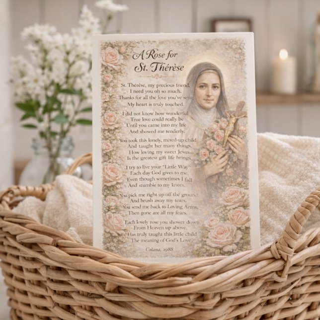 Carte Une rose pour Sainte Thérèse Note de dévotion (Créateur téléchargé)