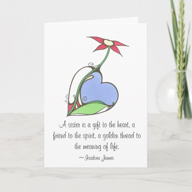 Carte Une soeur est un cadeau au coeur… (Devant)