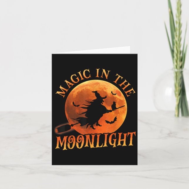 Carte Une Sorcière à cheval dans la magie d'Halloween (Devant)