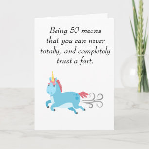 Carte Unicorn 50th Birthday Trust a Fart Humour 50