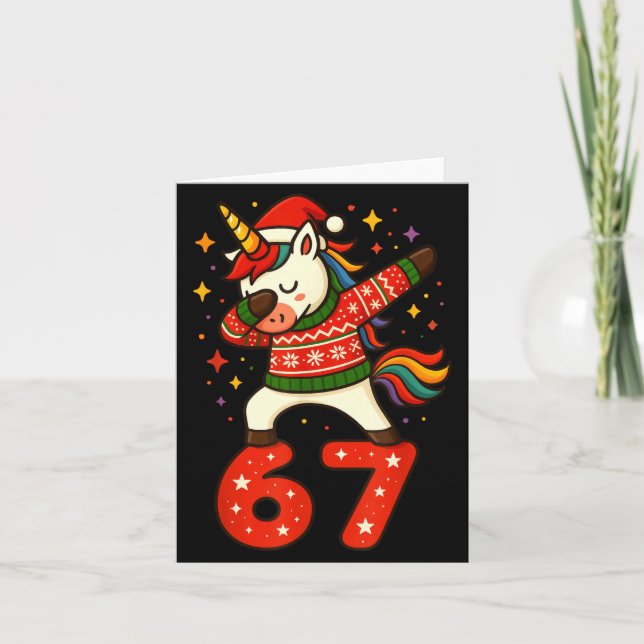 Carte Unicorn 67 Meme Six Seven Funny Christmas  (Devant)