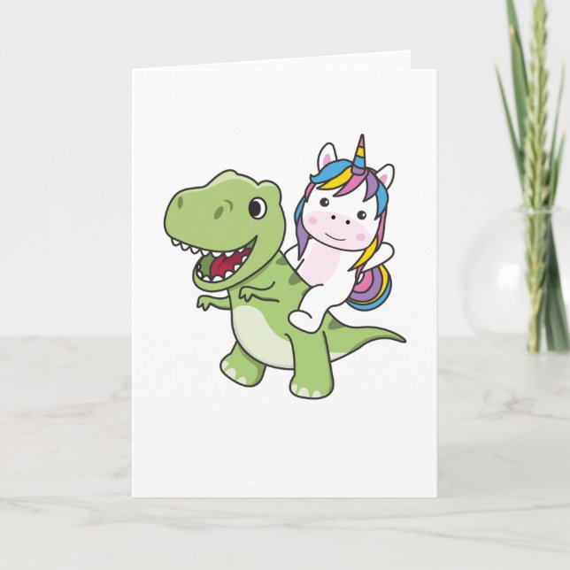 Carte Unicorn Circule Sur Trex Cute Dinosaur Avec Unicor (Devant)