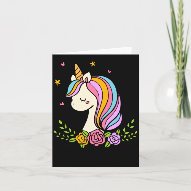 Carte Unicorn Cute Whimsical Girly D Name  (Devant)