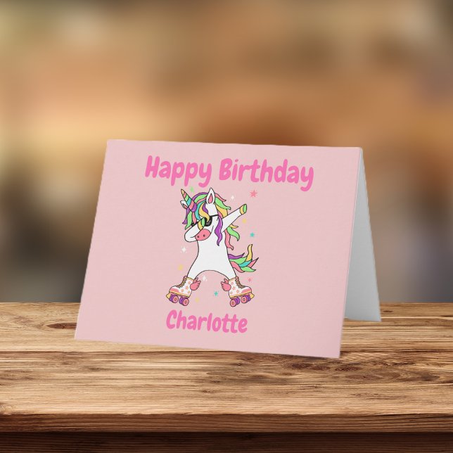 Carte Unicorn Dabbing Roller Patinage Anniversaire (Créateur téléchargé)