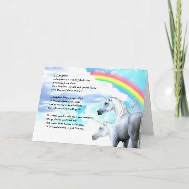 Carte Unicorn Design - Poème fille (Devant)