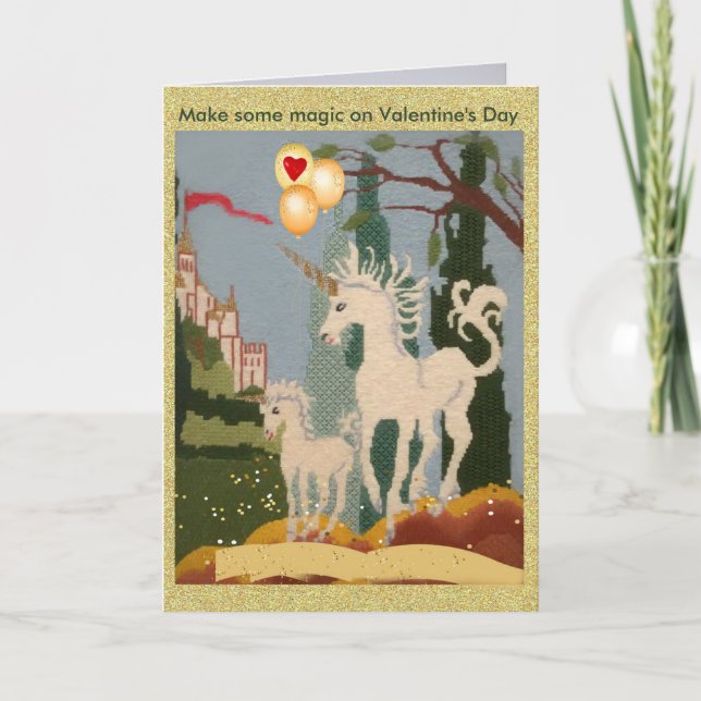 Carte Unicorn donne de la magie pour la Saint-Valentin (Devant)