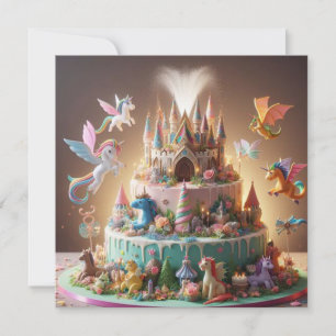CARTE UNICORN ET CHÂTEAU D'ANNIVERSAIRE DE FANTASTIQUE