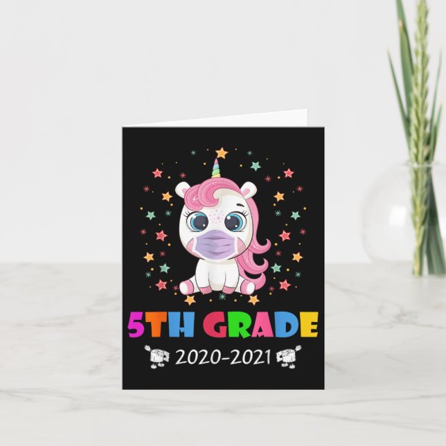 Carte Unicorn Hello 5th Grade 2020 Quarantine Back To Sc (Devant)