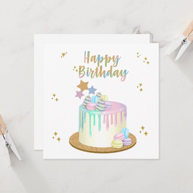 Carte Unicorn Joyeux anniversaire (Devant/Arrière en situation)