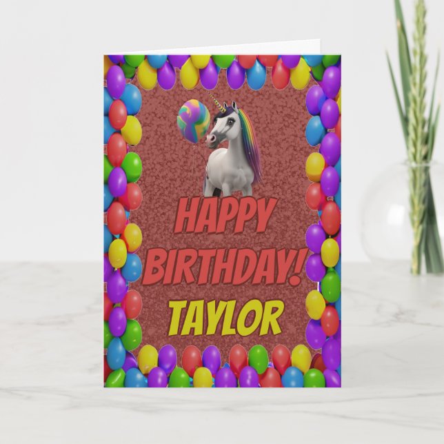 Carte Unicorn mignon salut joyeux anniversaire (Devant)