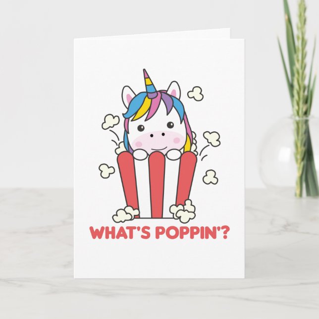 Carte Unicorn Popcorn Whats Poppin Funny (Devant)