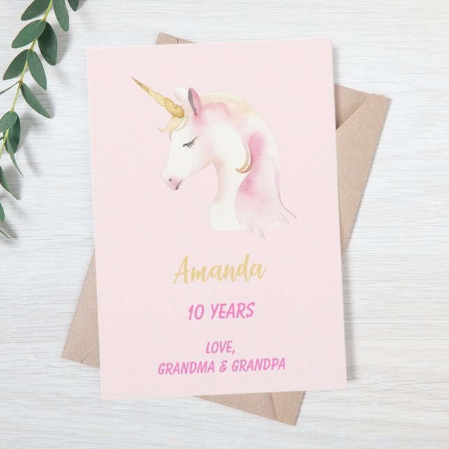 Carte Unicorn rose fille heureux anniversaire (Créateur téléchargé)