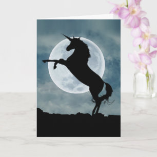 Carte Unicorn Silhouette Pleine lune Citation magique Gé