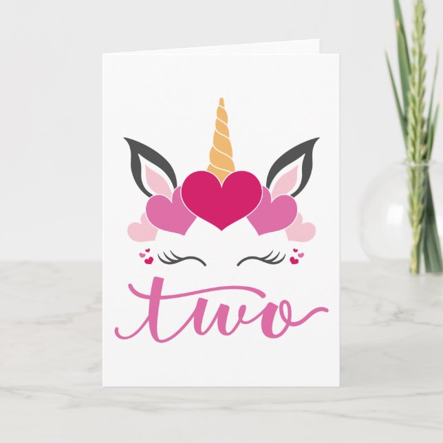 Carte Unicorn Two Birthday Folded Greeting Card (Devant)