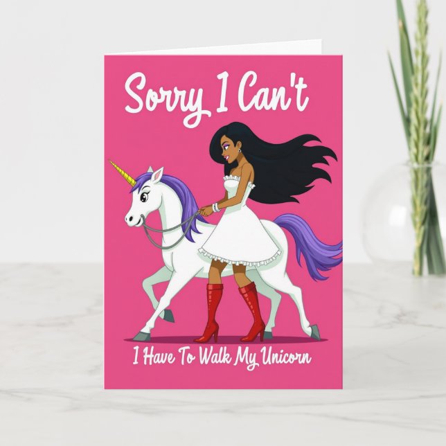Carte Unicorn Walk Excuse Funny Card (Devant)