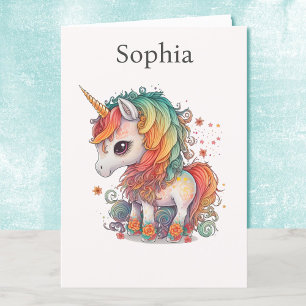 Carte Unicorn Young Girls Birthday Card Personnaliser le