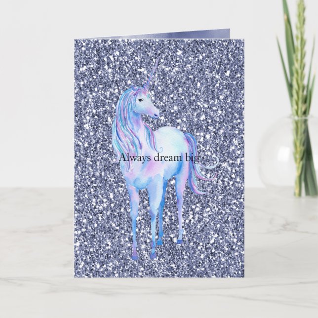 Carte Unicorne à Parties scintillant violette (Devant)