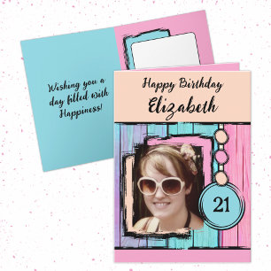 Carte Unicorne couleurs faux bois ajouter photo 21e anni