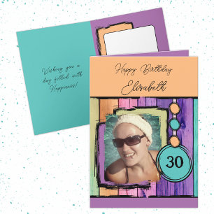 Carte Unicorne couleurs faux bois ajouter photo 30e anni